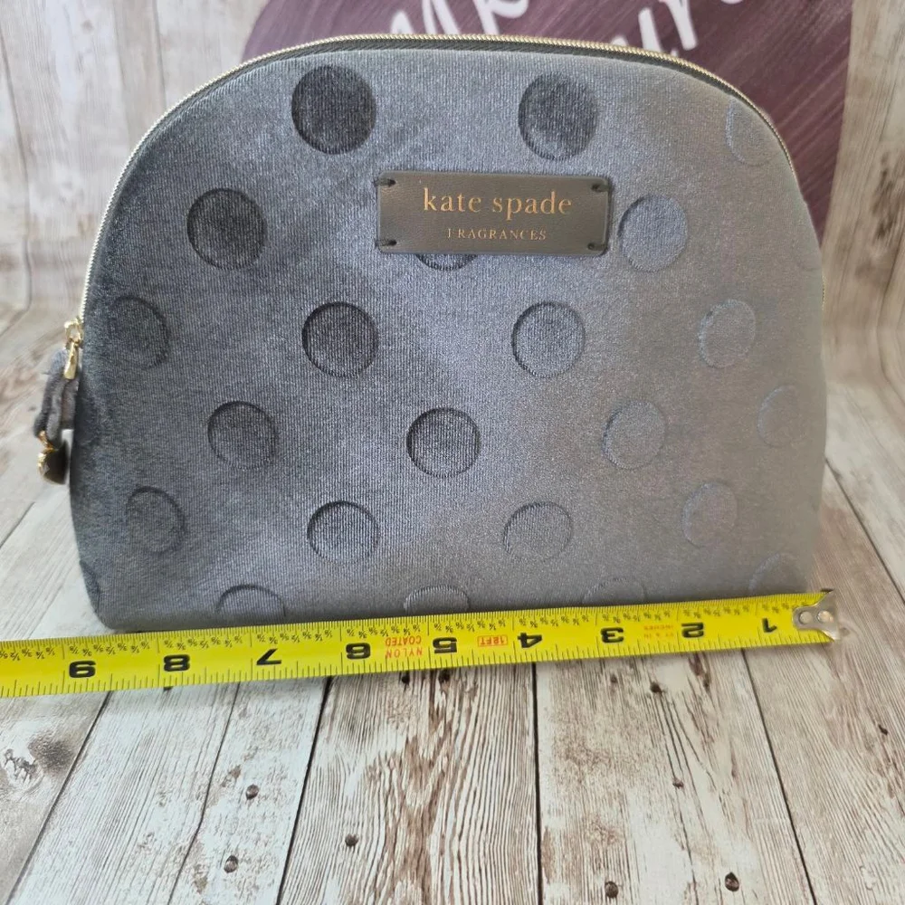 Kate Spade Gray Polka Dot Makeup Bag/Cosmetic Pouch